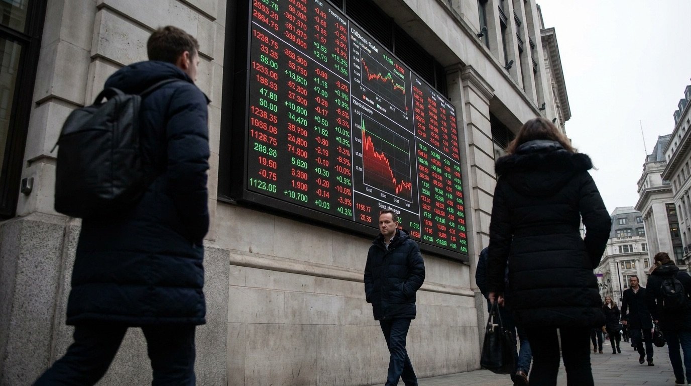 Electronic stock market board showing share price movements