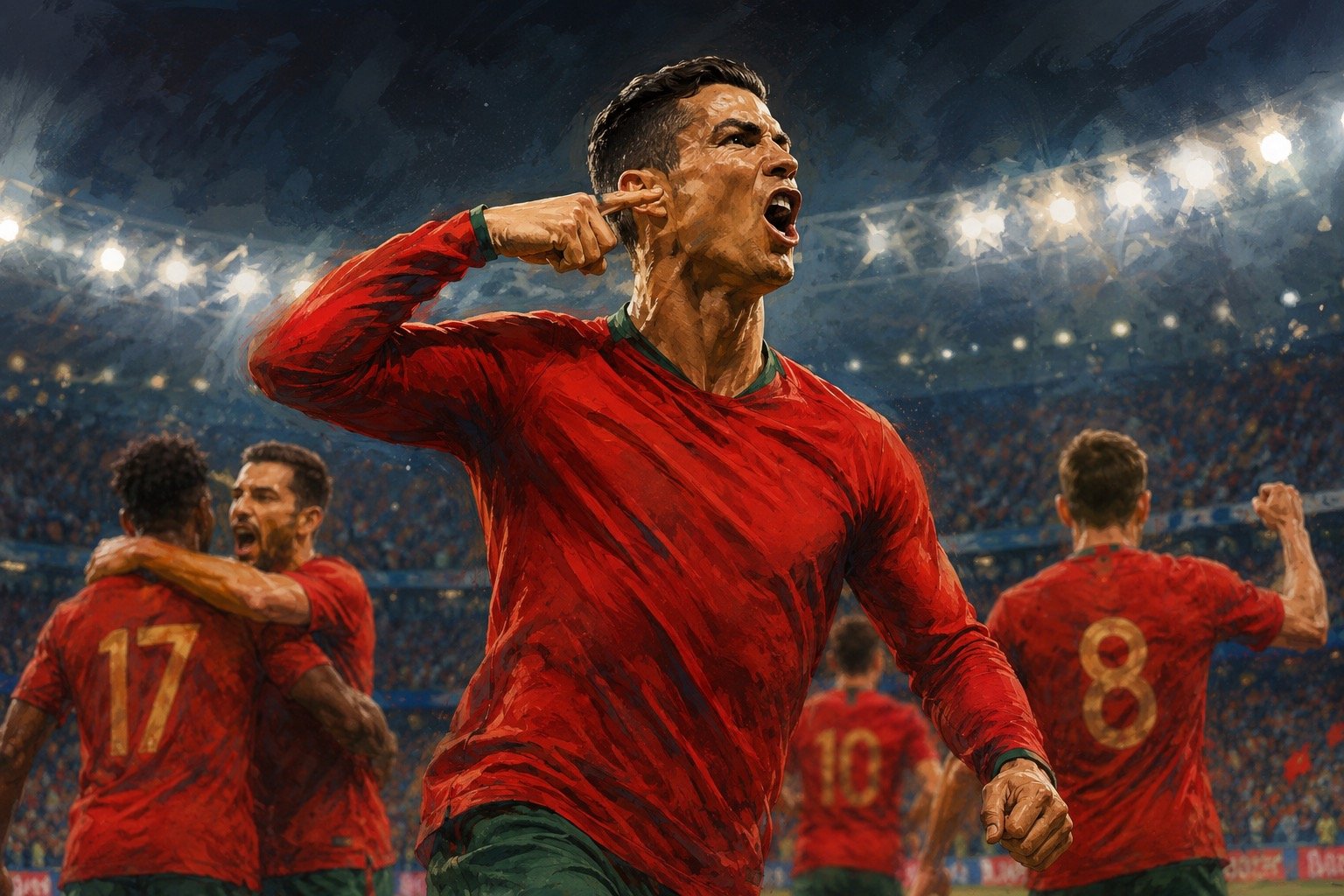 Cristiano Ronaldo celebrates a goal for Portugal at the World Cup