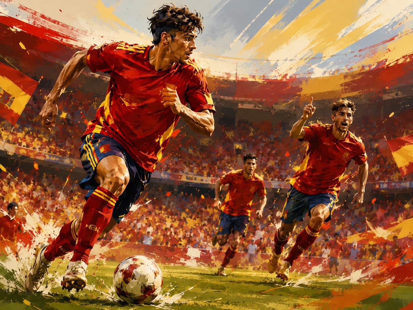 Lamine Yamal on the ball for Spain during their World Cup win